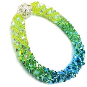 Blue & Green Crystal Handcrafted Bracelet Russian Spiral